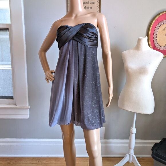 Vintage Y2K XSCAPE Mini Dress Ombre Glitter Strapless Whimsygoth Size 4 - Picture 3 of 12